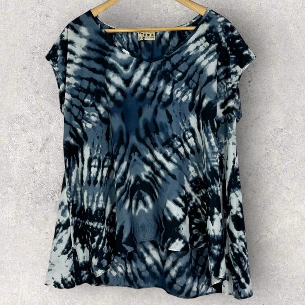 Show Me Your‎ Mumu Soaree Tunic Top Blue Flowy Swing Size Medium Boho Tie Dye M